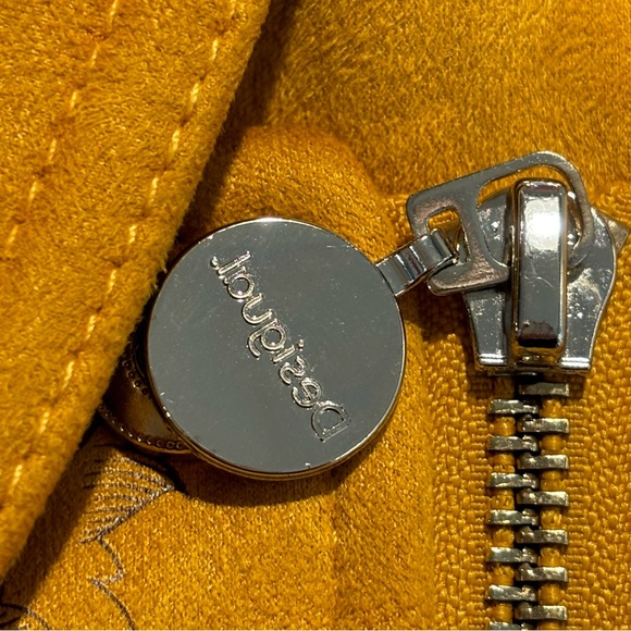 DESIGUAL Sz 38 Jacket Moto Style Floral Pattern Quilted Shoulders Unique Lining - Picture 16 of 16